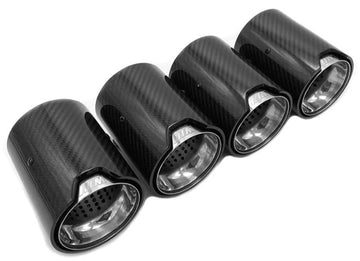 BMW M2/M3/M4/M5 F10/F80/F82/F83/F87 CARBON FIBRE EXHAUST TIPS - CHROME x4 - KITS UK